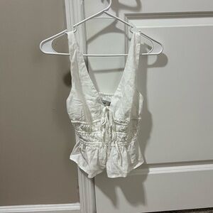 Hollister White Ruched Sleeveless Top
